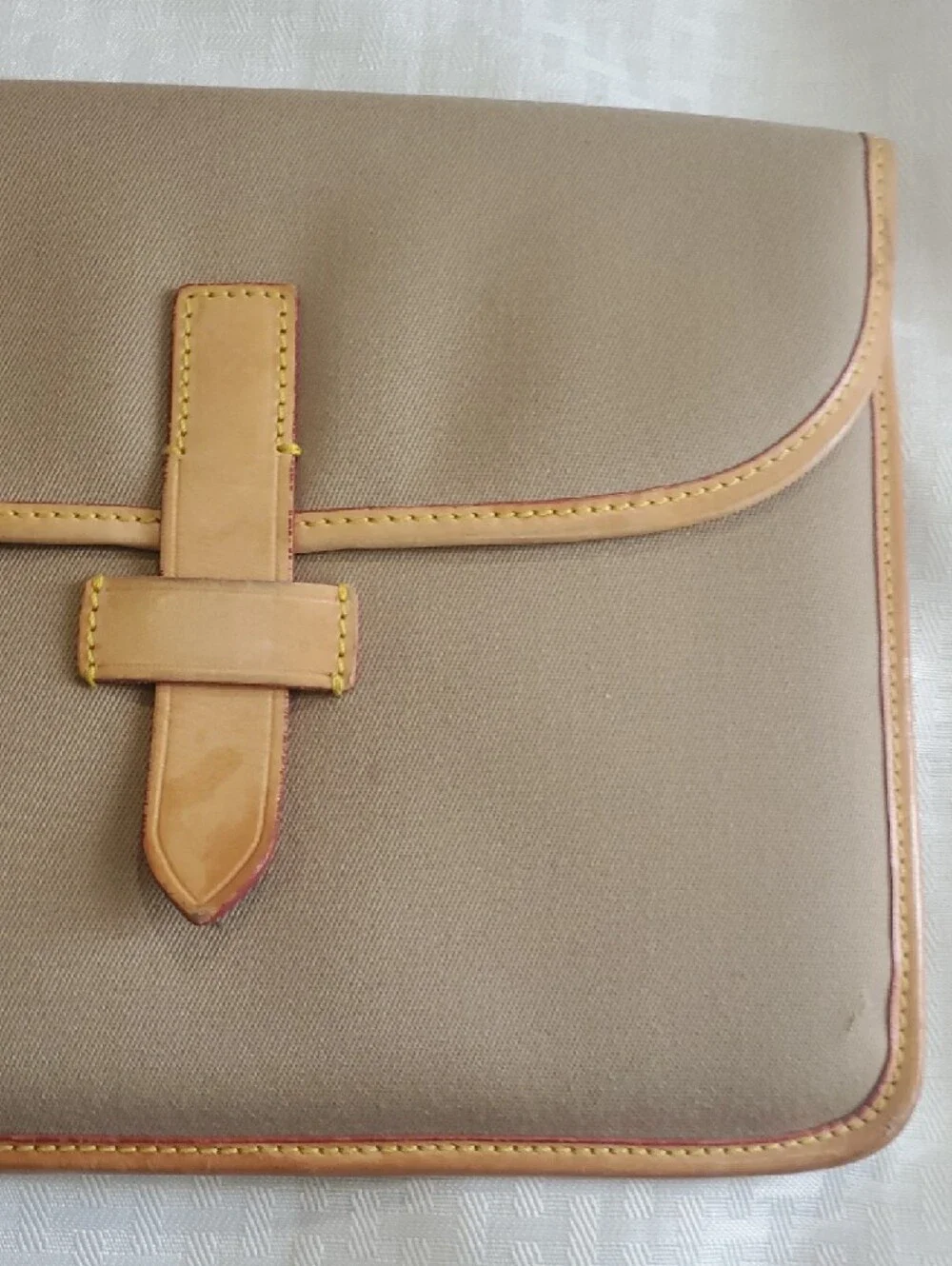 Dooney & Bourke Tan Canvas Ipod Folio with Light Brown Leather Trim